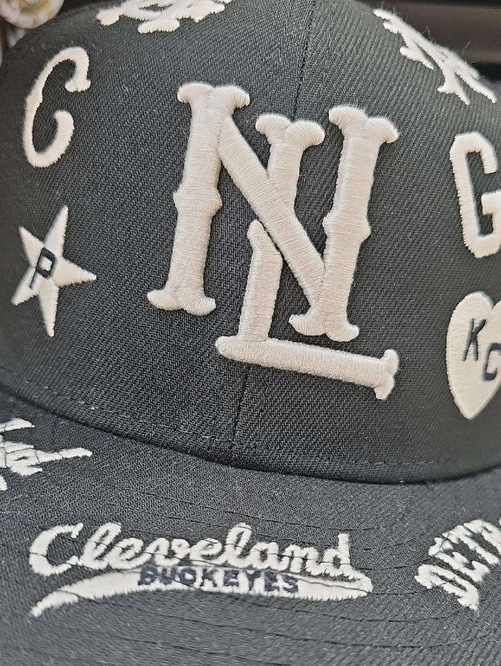 Ebbets Field Flannels Negro League All Over Logo Fitted Hat 7 1/4 New
